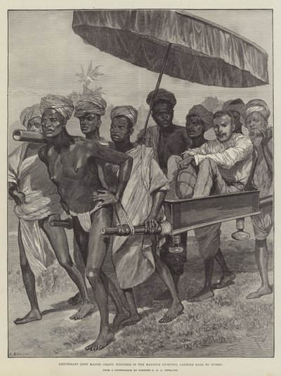 Lieutenant (now Major) Grant, Wounded in the Manipur Fighting, Carried Back to Tummu by Richard Caton Woodville junior